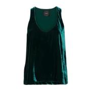 Fluweel Mouwloze Top Donkergroen Pinko , Green , Dames