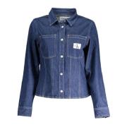 Blauw Italiaanse Kraag Lange Mouw Shirt Calvin Klein , Blue , Dames