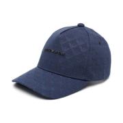 Blauwe Allover Logo Baseballpet voor Heren Emporio Armani , Blue , Her...