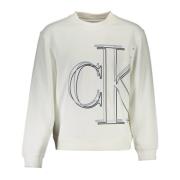 Witte Crewneck Sweatshirt met Lange Mouwen en Print Logo Calvin Klein ...