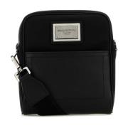 Stijlvolle Zwarte Leren Crossbody Tas Dolce & Gabbana , Black , Heren