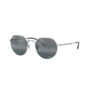 Jack Zonnebril Zilver/Blauw Ray-Ban , Gray , Unisex