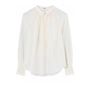 Feminine Blouse met V-Hals en Smock Manchetten Gustav , Beige , Dames