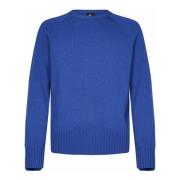 Blauwe Wol Kasjmier Crewneck Trui Doppiaa , Blue , Heren