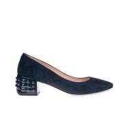 Suede Decolleté met Metalen Applicaties Tod's , Blue , Dames