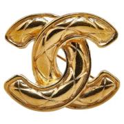 Pre-owned Metal brooches Chanel Vintage , Yellow , Dames