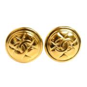 Pre-owned Metal earrings Chanel Vintage , Yellow , Dames