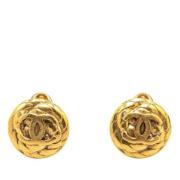 Pre-owned Metal earrings Chanel Vintage , Yellow , Dames