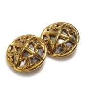 Pre-owned Metal earrings Chanel Vintage , Yellow , Dames