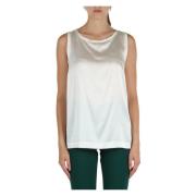 Zijden Stretch Top met Strass Logo Marciano , White , Dames