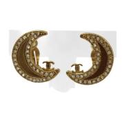 Pre-owned Metal earrings Chanel Vintage , Yellow , Dames