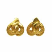 Pre-owned Metal earrings Chanel Vintage , Yellow , Dames