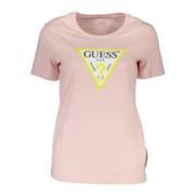 Roze T-shirt met korte mouwen en borduursel Guess , Pink , Heren