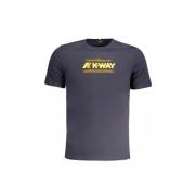 Blauw Katoen Print Logo T-Shirt K-Way , Blue , Heren