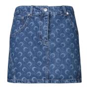 Blauwe Halve Maan Denim Mini Rok Marine Serre , Blue , Dames