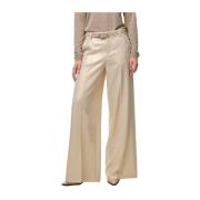 Glanzende Wijde Pijp Broek Amore Femmes du Sud , Beige , Dames