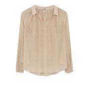 Feminine Blouse met V-hals en Smock-manchetten Gustav , Beige , Dames