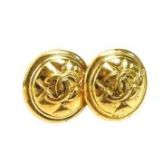 Pre-owned Metal earrings Chanel Vintage , Yellow , Dames