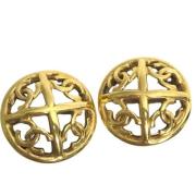 Pre-owned Metal earrings Chanel Vintage , Yellow , Dames