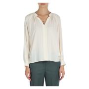 Zijden V-hals blouse met lange mouwen Emme DI Marella , Beige , Dames