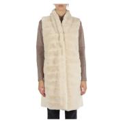 Faux Fur and Wool Vest Emme DI Marella , Beige , Dames