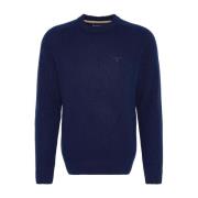 Navy Crew Neck Jumper Barbour , Blue , Heren