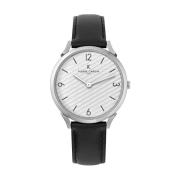 Zwarte Heren Leren Horloge Klassiek Pierre Cardin , Black , Heren