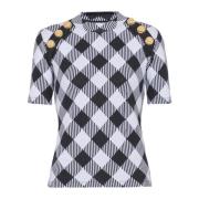 Gingham knoop T-shirt Balmain , Multicolor , Dames