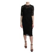 Elegante Zwarte Kant Cocktailjurk Dolce & Gabbana , Black , Dames