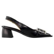 Leather flats Ganni , Black , Dames