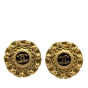 Pre-owned Metal earrings Chanel Vintage , Yellow , Dames