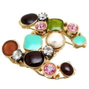 Pre-owned Metal brooches Chanel Vintage , Yellow , Dames