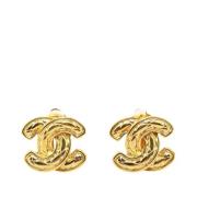 Pre-owned Metal earrings Chanel Vintage , Yellow , Dames