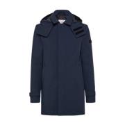 Heren Trenchcoat met Afneembare Capuchon Peuterey , Blue , Heren