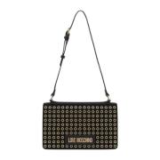 Zwarte Eyelets Gun Metal Schoudertas Love Moschino , Black , Dames