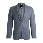 Slim-Fit Colbert met Microdessin Hugo Boss , Blue , Heren