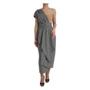 Geruite One-Shoulder Maxi Jurk Dolce & Gabbana , Gray , Dames