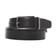 Tweekleurige Leren Omkeerbare Riem Boss , Black , Heren