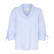 Lichtblauwe gestreepte blouse Kaffe , Blue , Dames