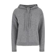 Kasjmier Wol Hoodie Trui Grijs Allude , Gray , Dames