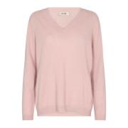 Cashmere V-Neck Gebreide Trui Zilver Roze MOS Mosh , Pink , Dames