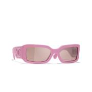 Paars Roze Zonnebril Chanel , Pink , Dames