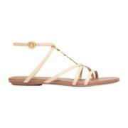 Gouden Logo Sandalen Jacquemus , Beige , Dames