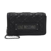 Gewatteerde zwarte tas met gouden details Love Moschino , Black , Dame...