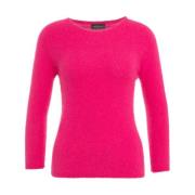 Italiaanse Gebreide Angora Crew Neck Sweater Roberto Collina , Pink , ...