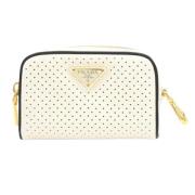 Pre-owned Leather clutches Prada Vintage , White , Dames