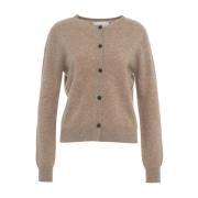 Wollen Cardigan & T-shirt Set Kaos , Brown , Dames