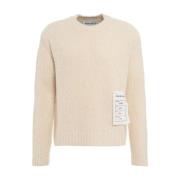 Alpaca Crew Neck Gebreide Trui Amaránto , White , Heren