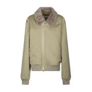 Bomberjack met Shearling Kraag Burberry , Beige , Dames