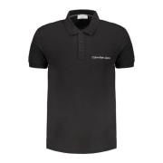 Zwarte Polo met Korte Mouwen en Logo Calvin Klein , Black , Heren